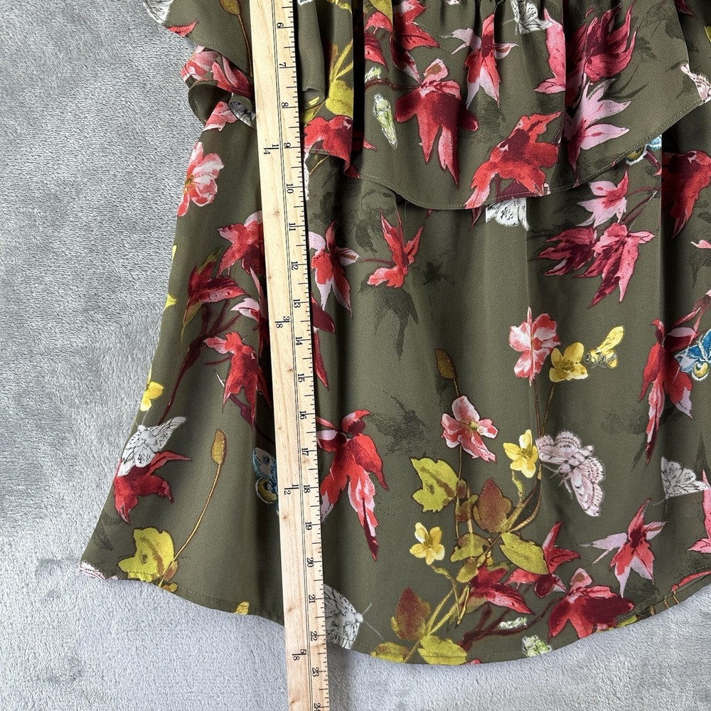 Maeve Anthropologie Blouse Women's S Green Floral Off Shoulder Ruffle Butterfly - Picture 6 of 9